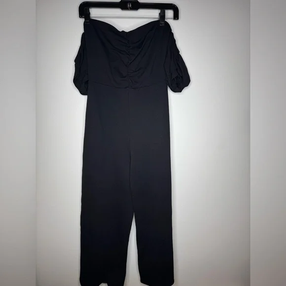 Lulu's Impress Release Black Off-the-Shoulder Puff Sleeve Jumpsuit - Picture 6 of 8